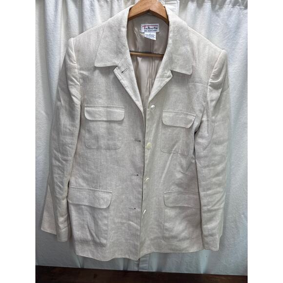Vintage Women's Talbots 100% Irish Linen Size 12 Lined Button Up Blazer Jacket - Picture 1 of 12